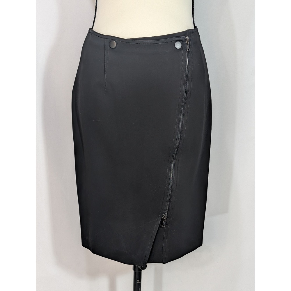 Yigal Azrouel Black Pencil Skirt Asymmetrical Zip Made in USA Size 4